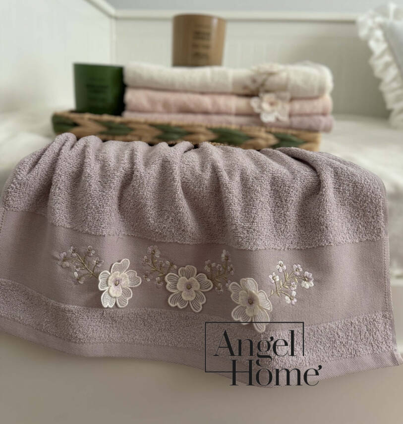 %100 pamuk 3D nakış işlemeli 50x90 cm yüz havlusu - 1