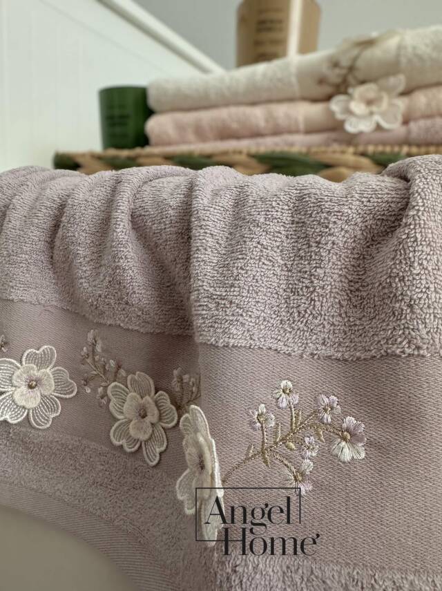 %100 pamuk 3D nakış işlemeli 50x90 cm yüz havlusu - 3