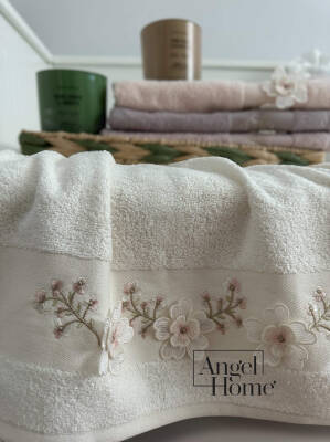 %100 pamuk 3D nakış işlemeli 50x90 cm yüz havlusu - 6