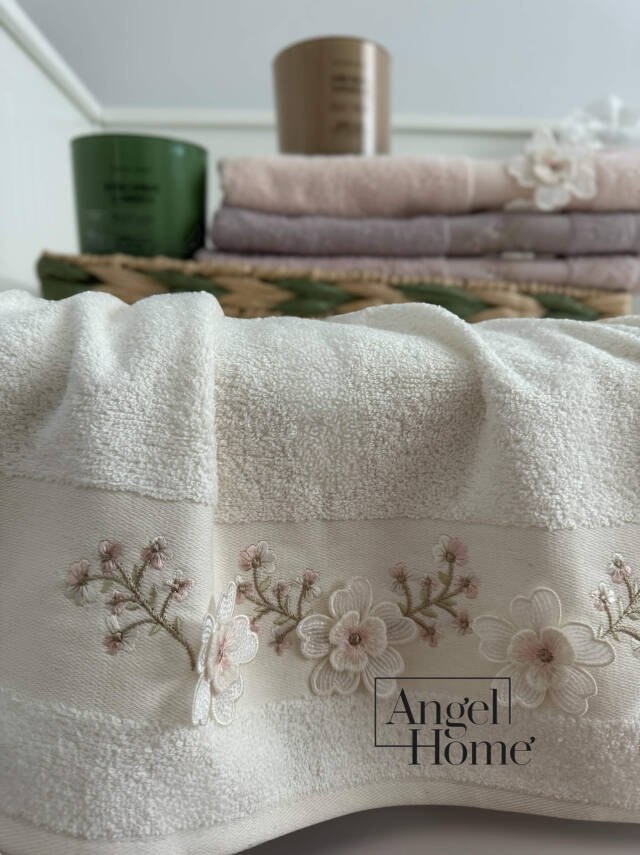 %100 pamuk 3D nakış işlemeli 50x90 cm yüz havlusu - 6