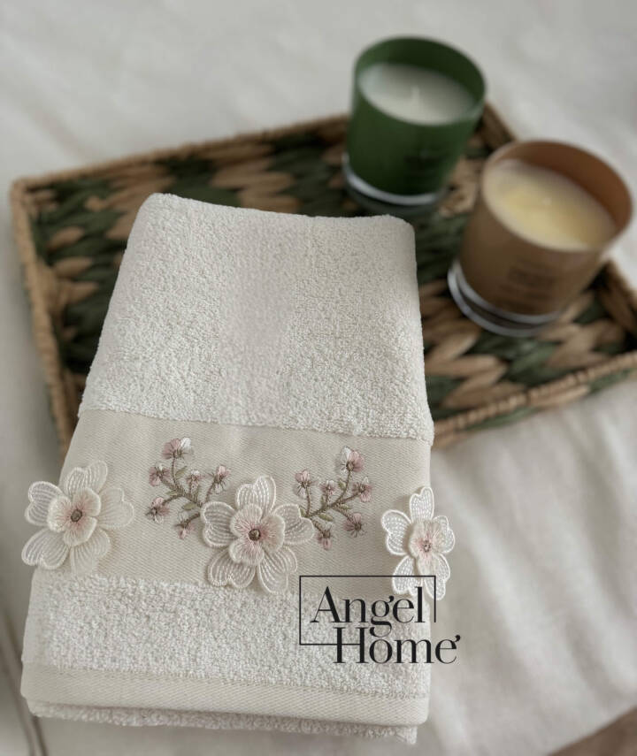 %100 pamuk 3D nakış işlemeli 50x90 cm yüz havlusu - 5
