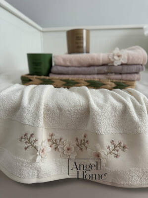 %100 pamuk 3D nakış işlemeli 50x90 cm yüz havlusu - 4