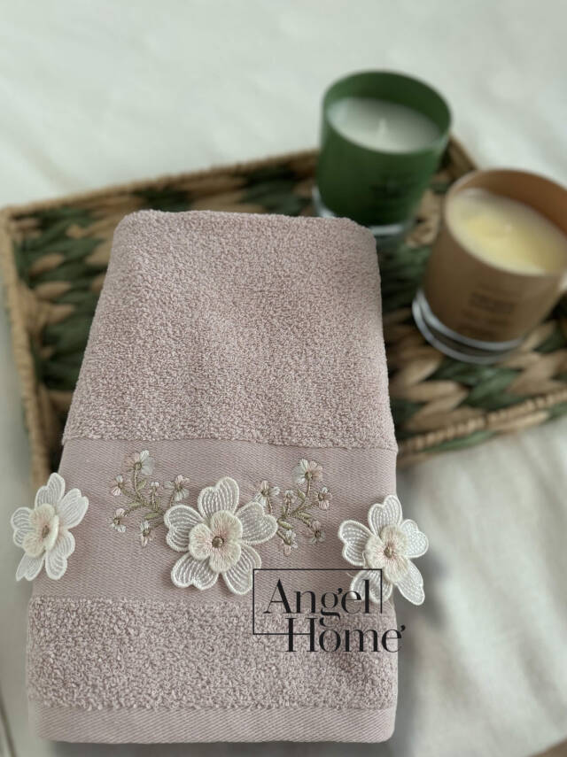 %100 pamuk 3D nakış işlemeli 50x90 cm yüz havlusu - 8