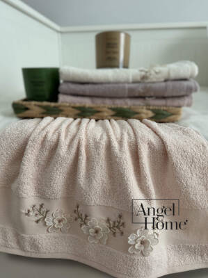 %100 pamuk 3D nakış işlemeli 50x90 cm yüz havlusu - 12