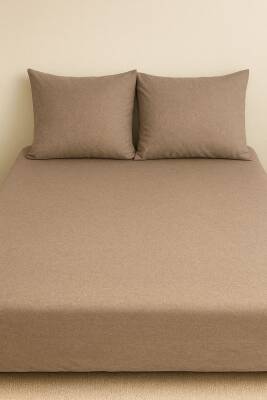 %100 Pamuk 63 Tel Çarşaf ve Yastık Kılıfı Seti 160x200 - Kahve - Angel Home