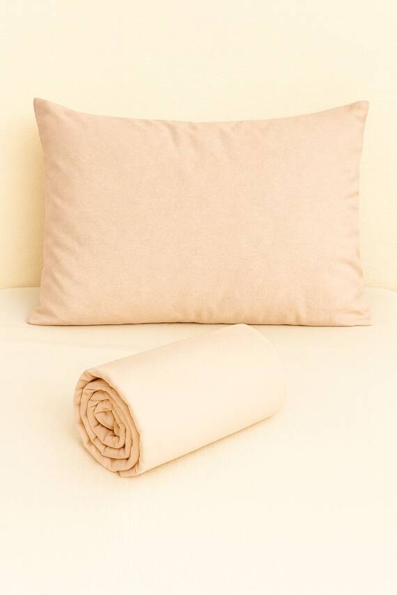 %100 Pamuk 63 Tel Çarşaf ve Yastık Kılıfı Seti 160x200 - Krem - 2