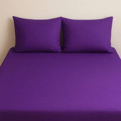 %100 Pamuk 63 Tel Çarşaf ve Yastık Kılıfı Seti 160x200 - Mor - Angel Home