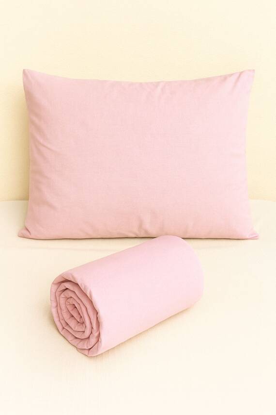 %100 Pamuk 63 Tel Çarşaf ve Yastık Kılıfı Seti 160x200 - Pudra - 2