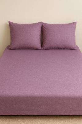 %100 Pamuk 63 Tel Çarşaf ve Yastık Kılıfı Seti 160x200 - Lavanta - Angel Home