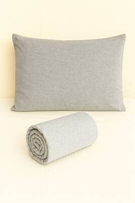 %100 Pamuk 63 Tel Çarşaf ve Yastık Kılıfı Seti 160x200 - Gri - 2