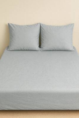 %100 Pamuk 63 Tel Çarşaf ve Yastık Kılıfı Seti 160x200 - Gri - Angel Home