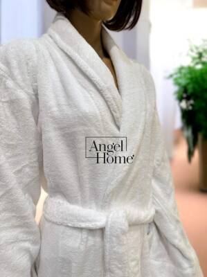 %100 Pamuk Beyaz Rengi Unisex Banyo Bornozu – Yumuşak, Emilimli ve Konforlu - 6