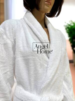 %100 Pamuk Beyaz Rengi Unisex Banyo Bornozu – Yumuşak, Emilimli ve Konforlu - 11