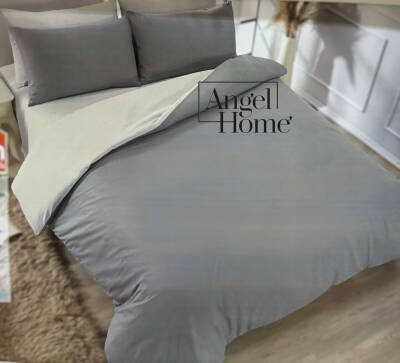 Çift Kişilik %100 Pamuk Ranforce Nevresim Takımı - Gri/Krem - BioCotton