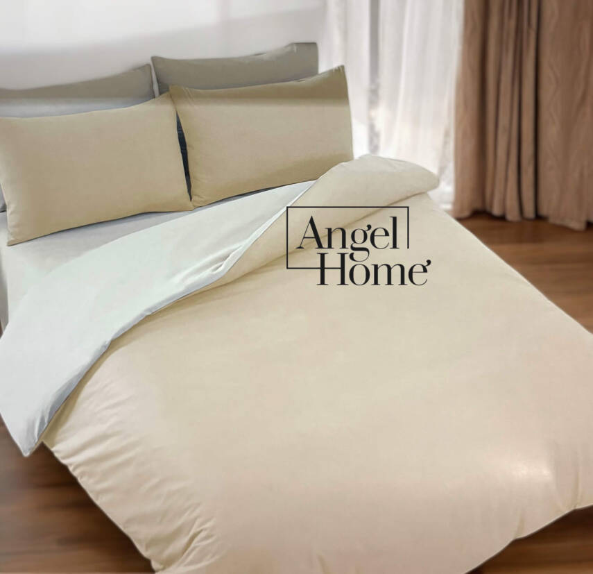 Çift Kişilik %100 Pamuk Ranforce Nevresim Takımı - Kapiçino/Krem - 1