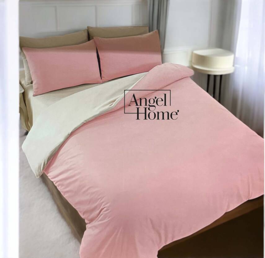 Çift Kişilik %100 Pamuk Ranforce Nevresim Takımı - Pudra/Krem - 1