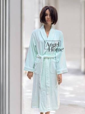 %100 Pamuk Turkuaz Rengi Unisex Banyo Bornozu – Yumuşak, Emilimli ve Konforlu - 3