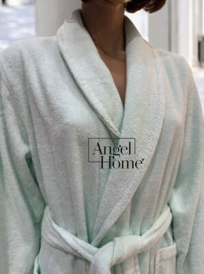 %100 Pamuk Turkuaz Rengi Unisex Banyo Bornozu – Yumuşak, Emilimli ve Konforlu - 4