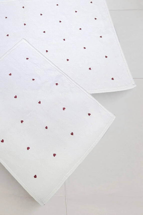 Amore %100 Pamuk 2'li Paspas Seti Küçük ve Büyük Boy - Beyaz - 2