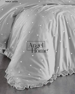 Amore Pamuk Saten Kalpli Çift Kişilik Nevresim Takımı | 6 Parça Set Gri - 3