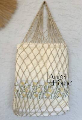 Çiçek Motifli Havlu Seti - Sarı - Angel Home