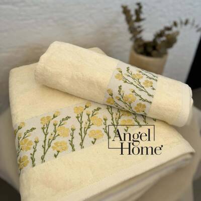 Çiçek Motifli Havlu Seti - Sarı - 2