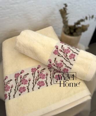 Çiçek Motifli Havlu Seti - Pembe - 2