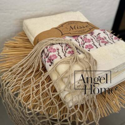 Çiçek Motifli Havlu Seti - Pembe - 3