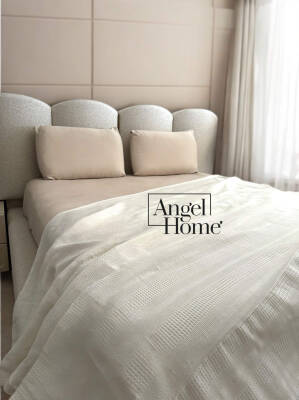 Çift Kişilik 200x230 Pamuklu Tek Pike – Krem - Angel Home