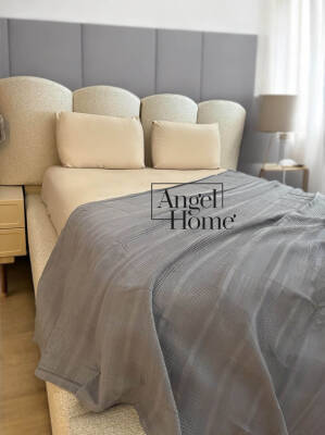 Çift Kişilik 200x230 Pamuklu Tek Pike – Gri - Angel Home