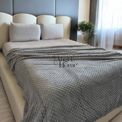 Çift Kişilik Embos Taş Desenli Battaniye - Antrasit (200x220 cm) - Aksu