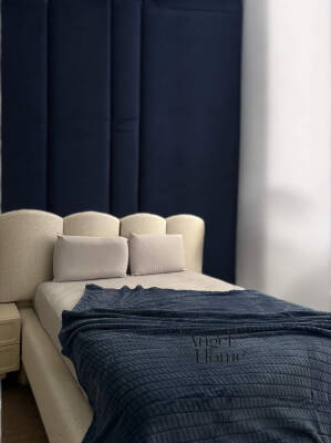 Çift Kişilik Embos Taş Desenli Battaniye - İndigo (200x220 cm) - Aksu