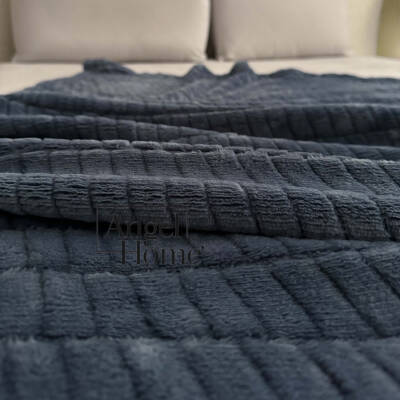 Çift Kişilik Embos Taş Desenli Battaniye - İndigo (200x220 cm) - 3