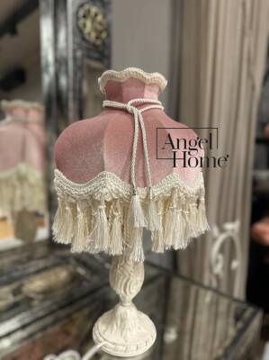 Ferforje Ayaklı Kadife Abajur | Şık ve Kolay Temizlenebilir Tasarım - Angel Home