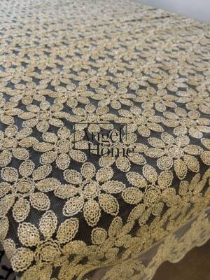 Güpürlü Simli Leke Tutmaz Dertsiz Masaörtüsü - Gold - 11