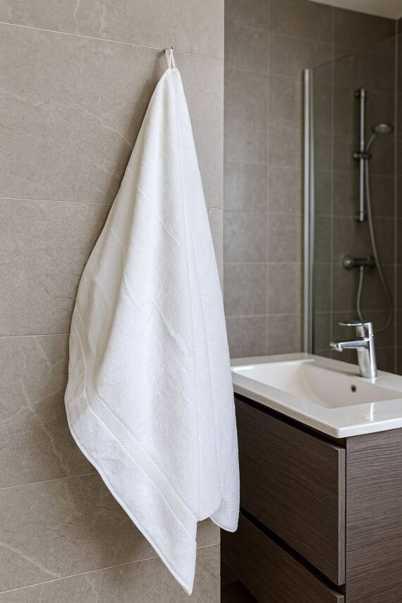 Nazik Home 100x150 cm %100 Pamuk Banyo Havlusu Yumuşak Dokunuş, Büyük Konfor - Beyaz - 2