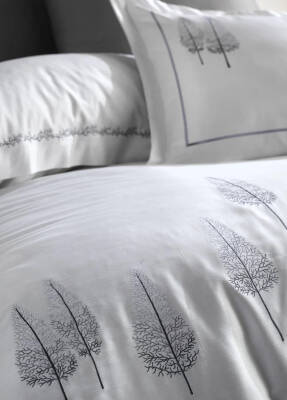 Pamira %100 Pamuk Saten Nakışlı Çift Kişilik Nevresim Takımı - Beyaz-Antrasit - 3