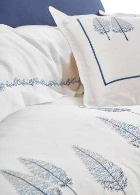 Pamira %100 Pamuk Saten Nakışlı Çift Kişilik Nevresim Takımı - Lacivert - 2