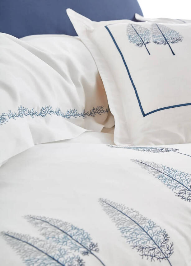 Pamira %100 Pamuk Saten Nakışlı Çift Kişilik Nevresim Takımı - Lacivert - 2