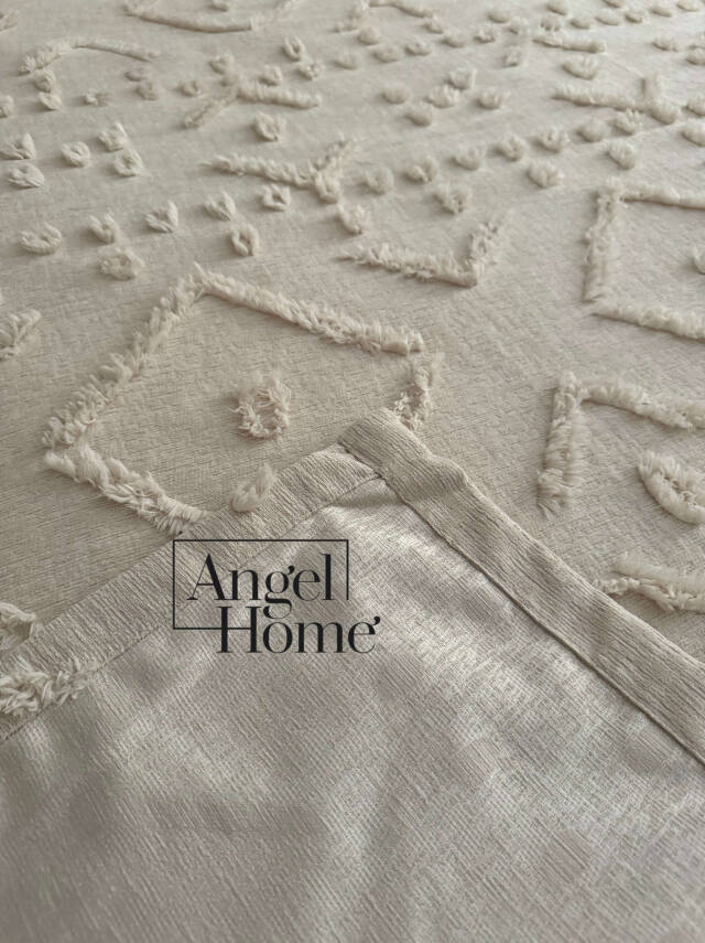 Püsküllü Pamuklu Çift Kişilik Yatak Örtüsü 240x260 + 2 Yastık Kılıfı - Vizon - 3