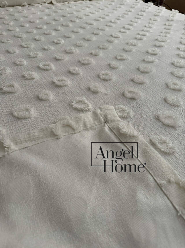 Ponpon Tek Kişilik Yatak Örtüsü Krem Rengi 180x250 ve 1 Yastık - 3