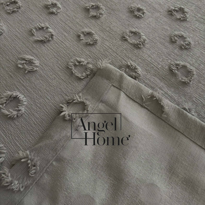 Ponpon Tek Kişilik Yatak Örtüsü Taş Rengi 180x250 ve 1 Yastık - 3