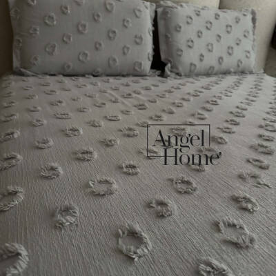 Ponpon Tek Kişilik Yatak Örtüsü Taş Rengi 180x250 ve 1 Yastık - 2