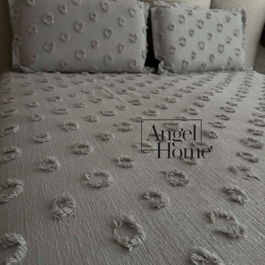 Ponpon Tek Kişilik Yatak Örtüsü Taş Rengi 180x250 ve 1 Yastık - 2