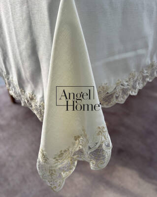 Royal Home Keten Kumaş Fransız Dantelli Leke Tutmaz Dertsiz Masa Örtüsü - 5