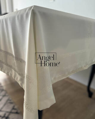 Sıvı Geçirmez ve Leke Tutmayan Dertsiz Masa Örtüsü - Krem Pano - 5