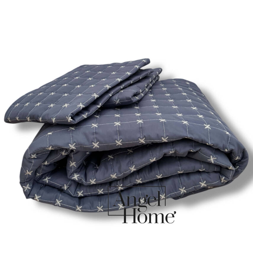 Yıldız İşlemeli Çift Kişilik Yatak Örtüsü 240x260 cm - Lacivert - 3