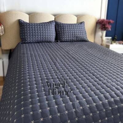 Yıldız İşlemeli Çift Kişilik Yatak Örtüsü 240x260 cm - Lacivert - Angel Home