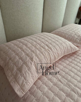 Yıldız İşlemeli Çift Kişilik Yatak Örtüsü 240x260 cm - Pudra - 2