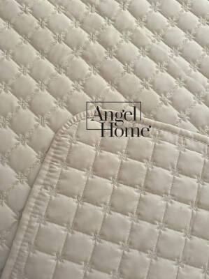 Yıldız İşlemeli Çift Kişilik Yatak Örtüsü 240x260 cm - Bej - 2